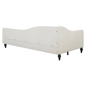 English Elm Twin L-shaped Linen Daybed with Solid Wood Legs for Bedroom or Studio Lounging SF100145AAA-1