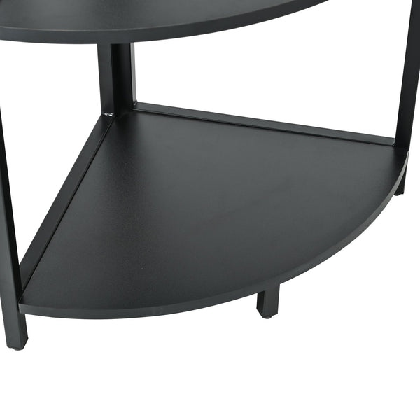 English Elm 5 5 Tier Corner Shelf LED with USB Plug, Black Metal+MDF Tall Narrow Standing Shelf for Corners W420P207358