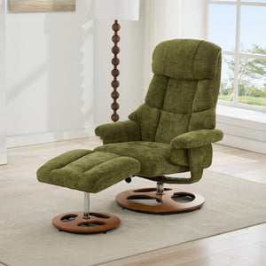 English Elm 010-Ergonomic Recliner Chair with Ottoman Green - 140° Adjustable Swivel Seat, Heated & 5-Point Massage W2636P358622