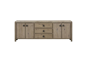 English Elm English Knotty Oak Veneer Console with Bowtie Inlay and Soft Close Storage Doors B2699P443204