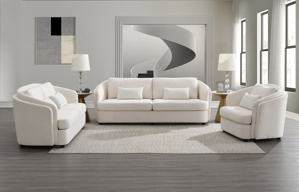 English Elm Mariko Beige Linen 3-Piece Living Room Set - Sofa, Loveseat, Chair For Stylish Comfort & Versatility B2726S00426