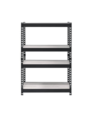 English Elm Decmus Industrial 4-Tier Bookshelf in Black & Natural – Sturdy Metal Frame, Adjustable MDF Shelves, KD assembly B2726P282407