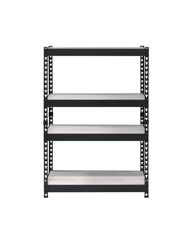 English Elm Decmus Industrial 4-Tier Bookshelf in Black & Natural – Sturdy Metal Frame, Adjustable MDF Shelves, KD assembly B2726P282407