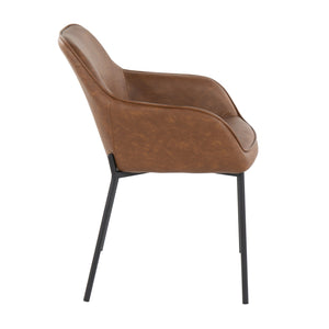 English Elm Daniella Contemporary Dining Chair Set Of 2 In Black Metal & Camel Faux Leather - Stylish Comfort! B202S01331