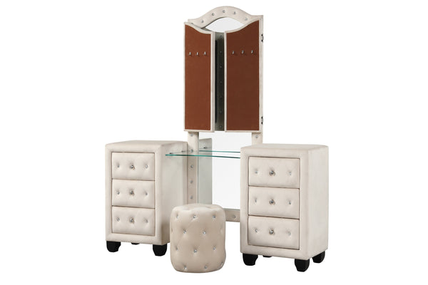 English Elm Encore Modern Tufted Queen 4Pc Bedroom Set - Stylish Upholstered Bed, Dresser, Mirror & Nightstand B009S01721