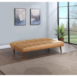 English Elm Ralston Upholstered Convertible Sofa Bed with Retro Angled Wood Legs, Leatherette Comfort & Springs Brown B062P353264