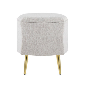 English Elm Ottoman Upholstered Storage Footrest with Metallic Legs for Living Room Bedroom Light Grey B202P471508