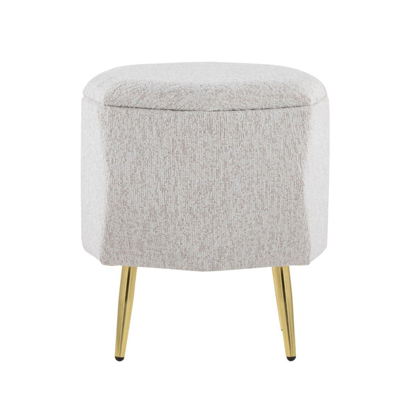 English Elm Ottoman Upholstered Storage Footrest with Metallic Legs for Living Room Bedroom Light Grey B202P471508