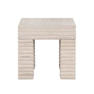 Crestview Collection Coastal Accent Tables - Stylish Bayur Wood End Table With Unique Stacked Design For Modern Elegance Cream Solid Wood Cvfdr1225