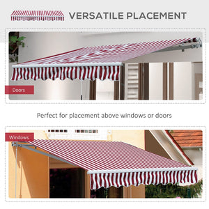 English Elm Outsunny 10' X 8' Retractable Awning - Stylish Wine Red Stripes, Uv Protection, Easy Manual Crank System W2225P174237-GIGA