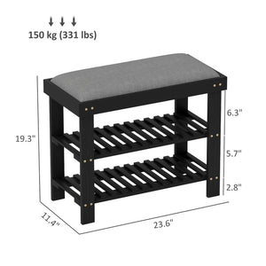 English Elm Shoe Storage Bench with Bamboo Frame and Cushioned Seat for Entryway or Mudroom T3971P430903