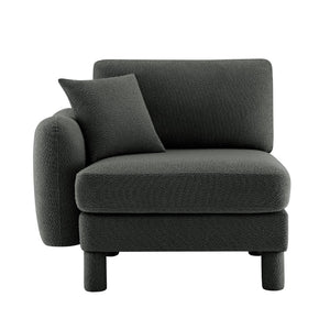 English Elm Lucas Boucle Three Seat Sofa with Curved Arms Cylindrical Legs and Toss Pillows W3041P337439