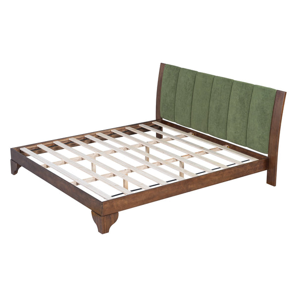 English Elm Christopher Knight Home® - Premium Pine Wood King Bed Frame - Mid-Century Modern Design With Upholstered Headboard & Unique Colors N770P345989D_N770P345990D