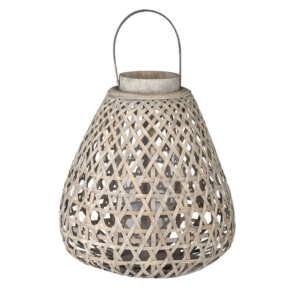 English Elm 16.9x16.9x17.7" Fir Wood Woven Lattice Candle Lantern Tapered Frame Porch Accent W2078P495660