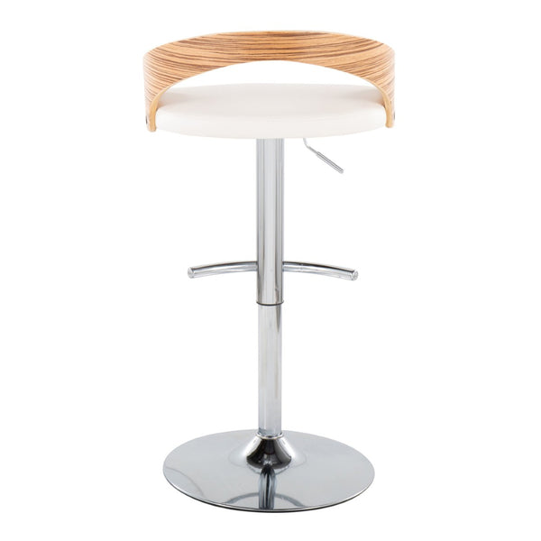 English Elm Adjustable Swivel Barstools Set of 3 Chrome Base Natural Wood Green Fabric Seat Chrome,White B202S02034