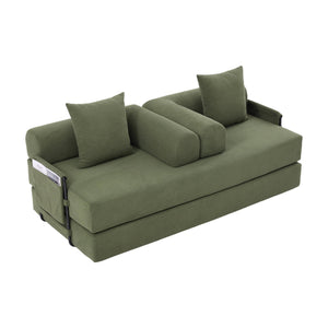 English Elm UNITED modular foldable sofa with metal frame, corduroy upholstery, side pocket & quick assembly convenience Green W1568P374077