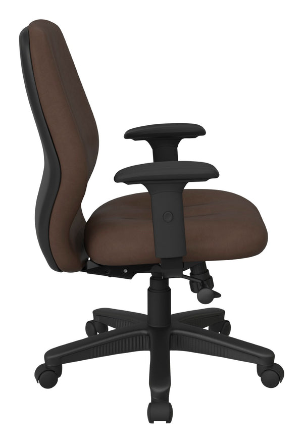 OSP Home Furnishings Mid Back Executive Office Chair Synchro Tilt Lumbar Support Ergonomic Padded Arms Java 3121-R102