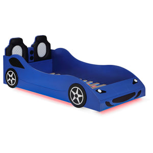 English Elm Solana Race Car Twin Bed with LED Underglow Lights, Padded Headboard & Realistic Wheels for Kids B062S01110