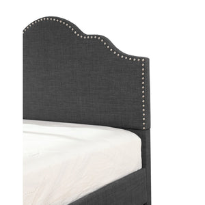 English Elm Gray Camelback Upholstered California King Bed with Nailhead Trim for Master Suite B361P497722