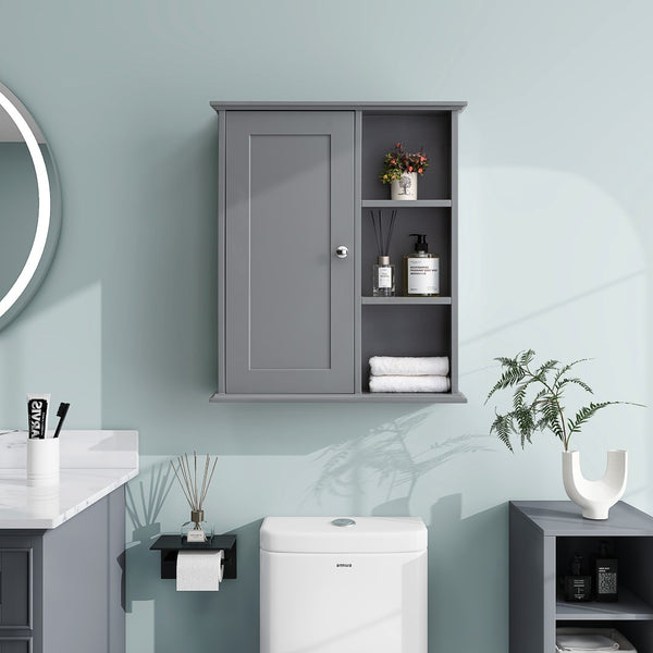 English Elm Upgraded Wall Mounted Bathroom Cabinet Mdf Soft Close Over Toilet Organizer Gray T3785P356595