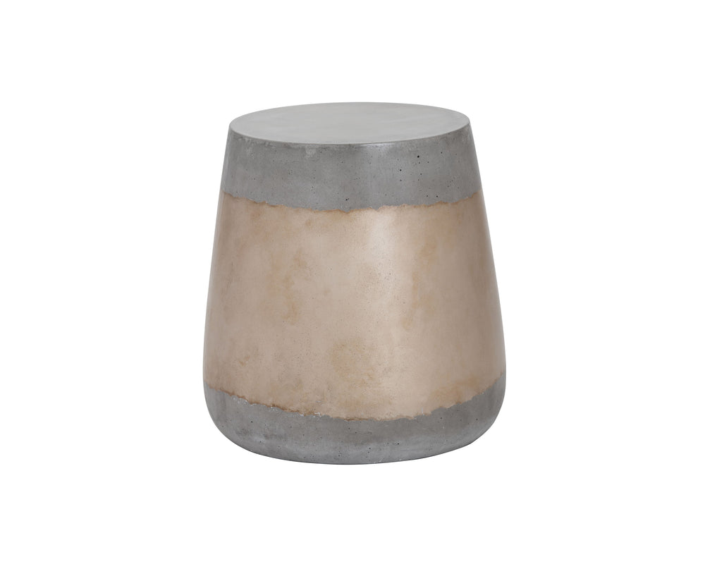 Sunpan Aries End Table - Stunning Metallic Accents with Industrial Grey Concrete for Indoor & Outdoor Use Gold