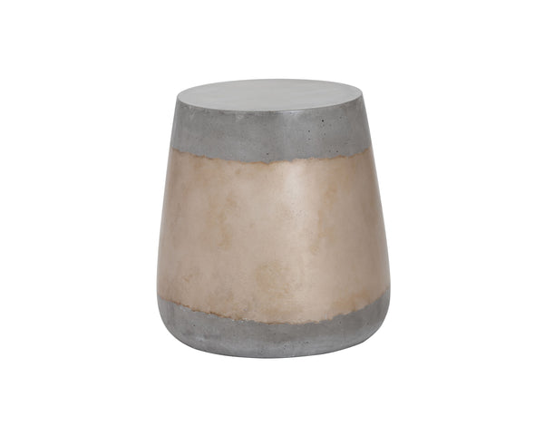 Sunpan Aries End Table - Stunning Metallic Accents with Industrial Grey Concrete for Indoor & Outdoor Use Gold