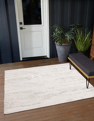 Unique Loom Outdoor Modern Cartago Machine Made Abstract Rug Gray, Ivory 10' 0" x 10' 0"