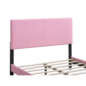 English Elm Baron Full Bed Frame with Faux Leather Upholstery, Slat Support, Adjustable Headboard Height, Fits 7–13" Pink 26.37 L x 60.39 W x 7.28 H B078P380176