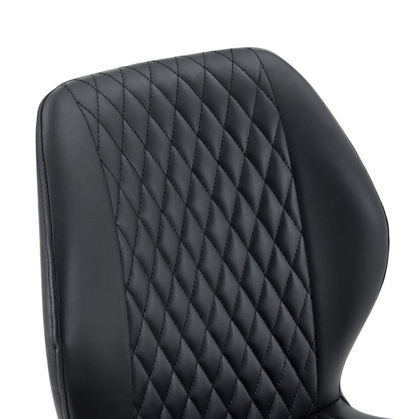 English Elm 4-piece Diamond Quilted Upholstered Dining Chair Set with Sleek Black Metal Legs Black W1151P458009