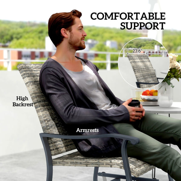 English Elm Outsunny Pe Wicker Swivel Glider Patio Chairs Set of 2 with High Back Steel Frame W2225P485597
