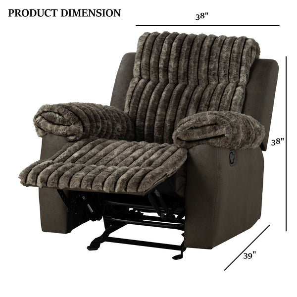 English Elm Transitional Glider Recliner with No-Gap Footrest, Plush Pillow Arms and Attached Back Cushion for Comfort Brown 30 L x 35 W x 26 H B2741P395238
