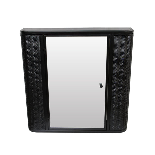 English Elm Wall-Mounted Antique Black Mirrored Medicine Cabinet with Steel Frame, 2 Shelves, Space-Saving Organizer W3122P272885