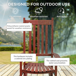 English Elm Outsunny Outdoor Rocking Chair - Classic Wooden Design With Smooth Armrests, High Back, Wine Red Finish W2225P200628-GIGA