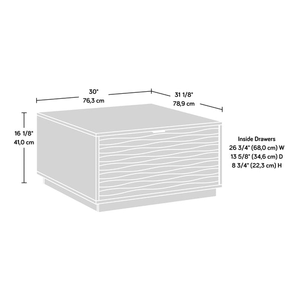 English Elm Coffee Coffee Table with Gold-Tone Accents and Two Drawers for Stylish Living Room Storage and Decor White B356P402588