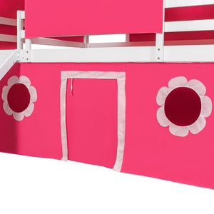English Elm Full Size Kids Castle Loft Bed with Slide Tent Tower Pinewood Play Zone LT000772AAH-2