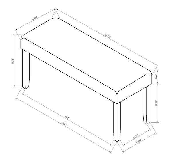 English Elm 1pc Contemporary Dining Bench with Plush Padded Seat, Wood Frame & Straight Legs for Stylish Seating Black,Light Gray 16.73 L x 42.52 W x 5.71 H B011P375945