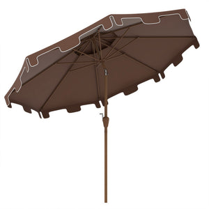 English Elm Outsunny 9' Ruffled Patio Umbrella With Crank & Tilt, Double-Top Vent Design For Garden & Pool Use W2225P217595-GIGA