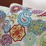 Mi Zone Tamil Global Inspired Reversible Paisley Quilt Set with Throw Pillow MZ80-064 Multi