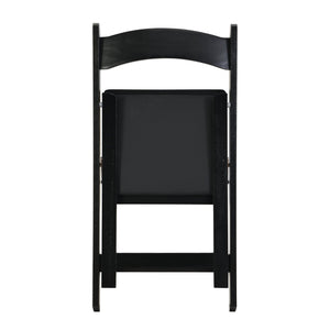English Elm Upholstered solid wood folding chair with plush PU cushion, space-saving portable seating for events/home gatherings Black W495P193665