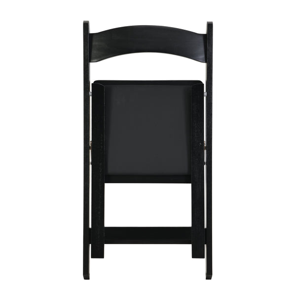 English Elm Upholstered solid wood folding chair with plush PU cushion, space-saving portable seating for events/home gatherings Black W495P193665