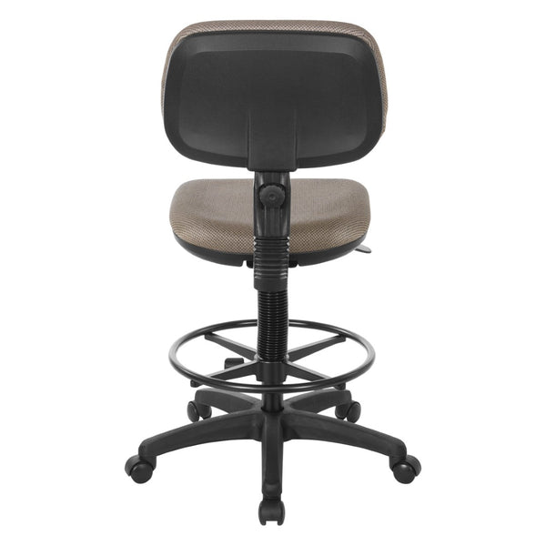 OSP Home Furnishings Sculptured Ergonomic Drafting Chair with Pneumatic Lift Footrest and Chrome Nylon Base DC517-294