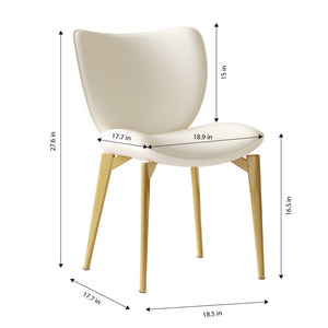 English Elm Set Of 2 Elegant Pu Leather Dining Chairs With Gold-Plated Steel Legs For Modern Home Décor W509P375683-GIGA