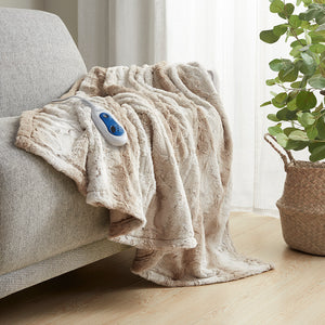 JLA Home Beautyrest - Oversized Faux Fur Heated Throw Blanket with Secure Comfort, Low EMF, Machine Washable, 5-Year Warranty BR54-0860