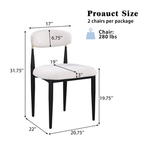 English Elm Beige Chenille Armless Dining Chairs Set of 2 with Lumbar Curved Back Metal Legs W5739P464650