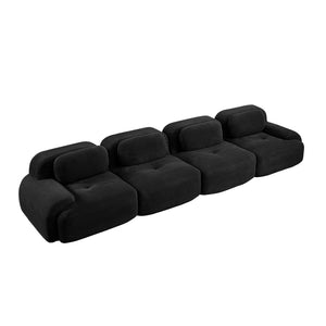 English Elm 4-seat Modular Corduroy Sectional Sofa Low Profile Ergonomic Living Room Seating Black W714S01279