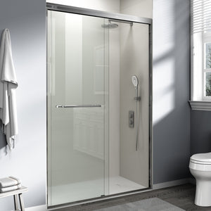 English Elm 44-48 in Semi-frameless Bypass Sliding Shower Door Tempered Glass Alcove Enclosure Brushed Nickel W1573P239434