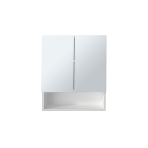 English Elm Cheverly White Medicine Cabinet with Double Mirrored Doors, Adjustable Shelves & Open Shelf, Durable Engineered Wood B092P286128