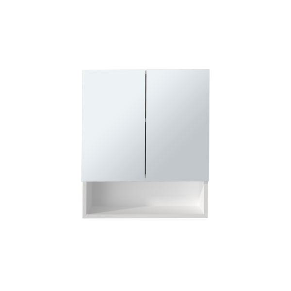 English Elm Cheverly White Medicine Cabinet with Double Mirrored Doors, Adjustable Shelves & Open Shelf, Durable Engineered Wood B092P286128
