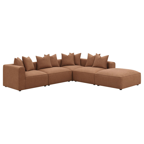 English Elm Colleen Terracotta Corner Chair With Pillows - Stylish Modular Seating For Modern Living Spaces B062P358077