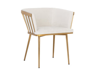 Sunpan Caily Dining Armchair - Modern Elegance with Gold Stainless Steel Frame for Stylish Dining Spaces Polo Club Muslin